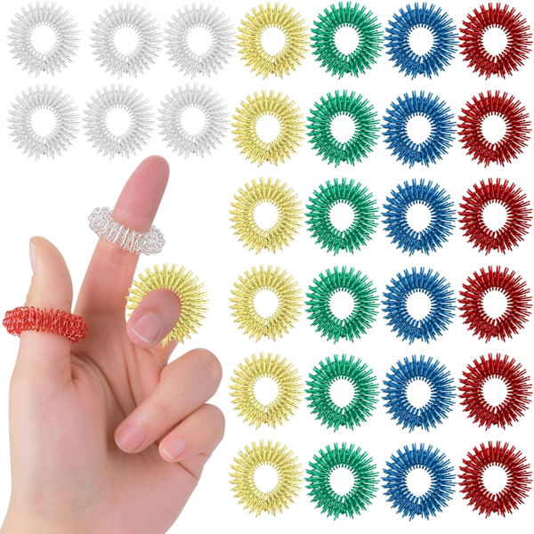 30 stycken taggiga sensoriska fingerringar Akupressurring set Bra taggig Fidget Ri