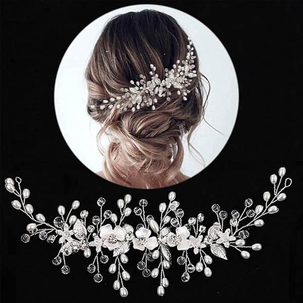(Silver) Brud Håraccessoarer Bröllop Hår Rankor, Kristall Hårband Blomster Hårband Brud Hår