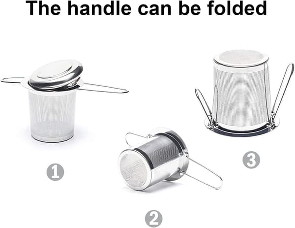 1 stk Rustfrit Stål Finhullet Te-filter med Foldbar Design,