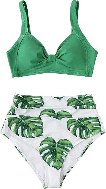 Dames Bikini Hjerteformet Højtaljet Blomsterprint 2-delt Badetøj