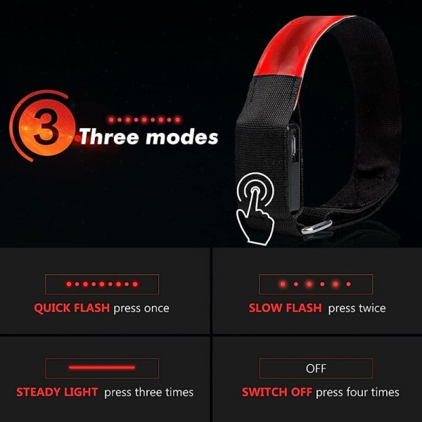 2 st. Laddningsbara LED-Armband. Reflekterande LED-Löpararmband