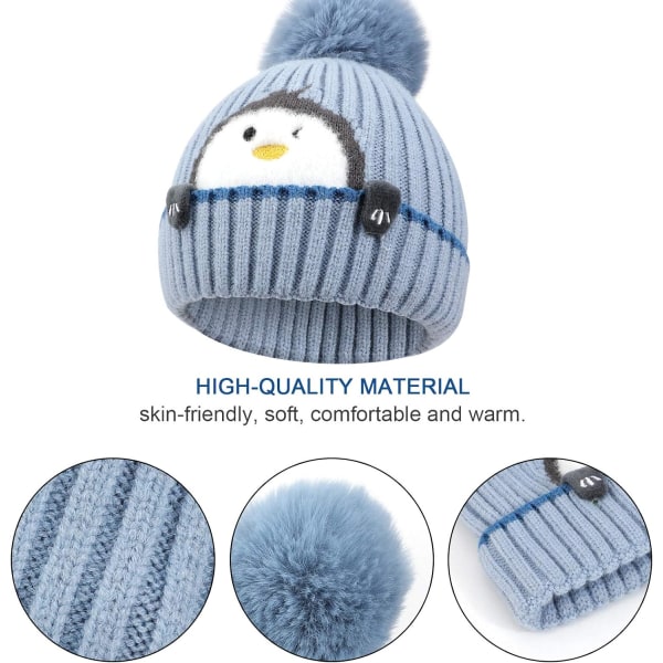 Winter Warm Stickad Hat Scarf Set for Kids, Winter Thicken Fleece