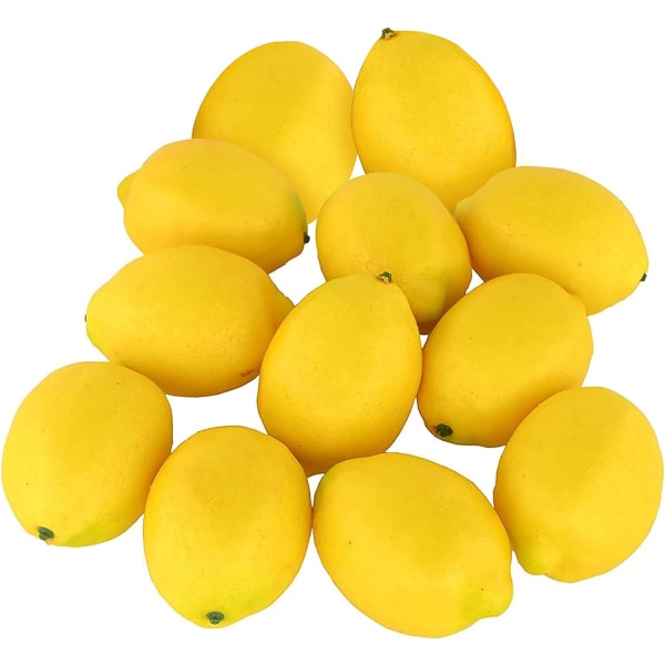 12 konstgjorda citroner konstgjorda naturtrogna gul citrondekor falsk