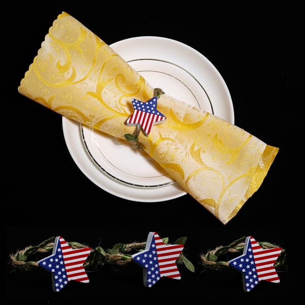 9-pack Independence Day Handvävda Rep Gröna Blad Gräs Rep Servett