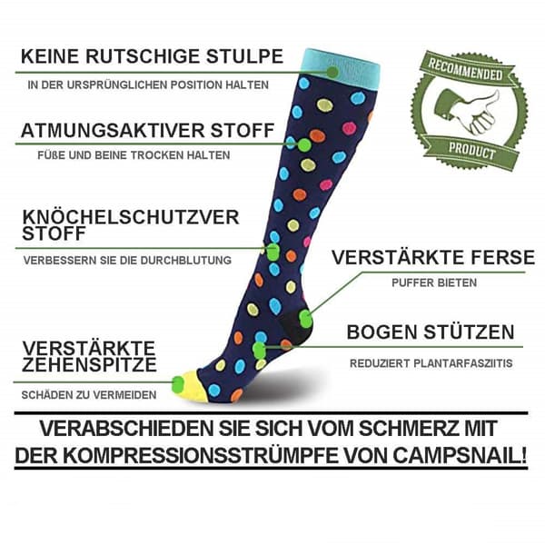 Støttende knestrømper, kompresjonsstrømper, sportsstrømper, ankel
