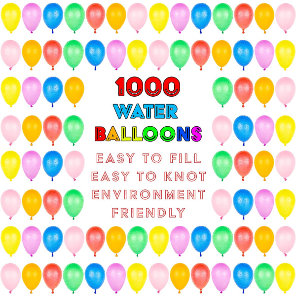 1000x vesipallo, vesipommit, värikäs, helppo täyttää