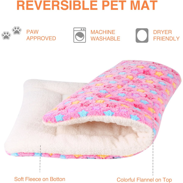 (67*48cm) Pink Stjerne Hundeseng Kasse Måtte Super Blød Kæledyrsseng med Sødt Stjerneprint Vaskbar Kasse Måtte Egnet til Store og