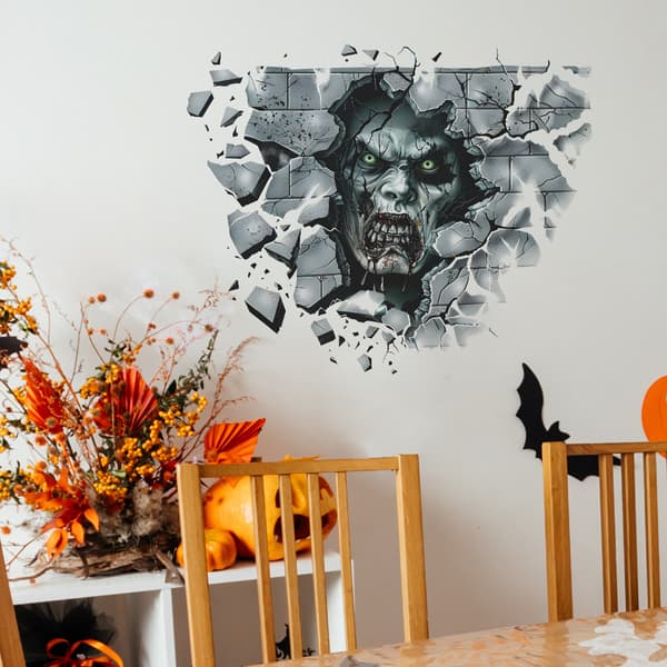 Halloween väggdekal zombie vardagsrum trasig vägg
