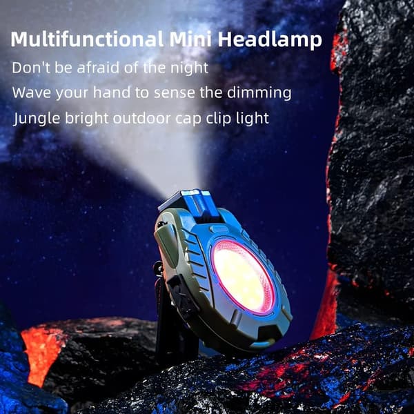 Nøkkelringlykt, COB-hetteklemmelykt, USB-oppladbare LED-frontlykter, Mini Flas