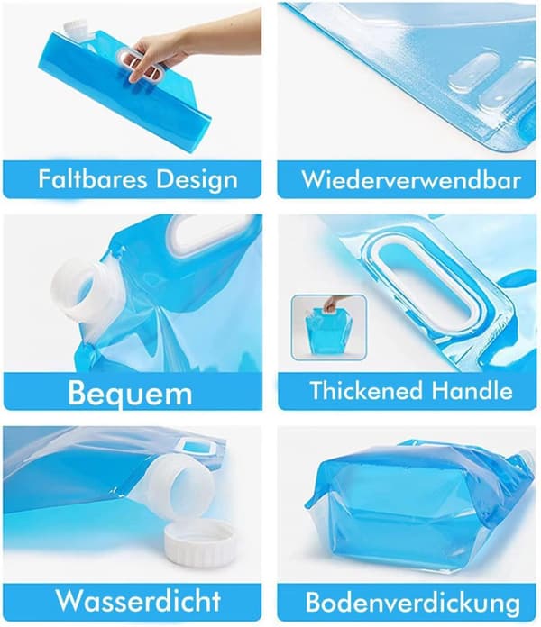 Praktisk foldbar vandpose 10L (3 stk.)