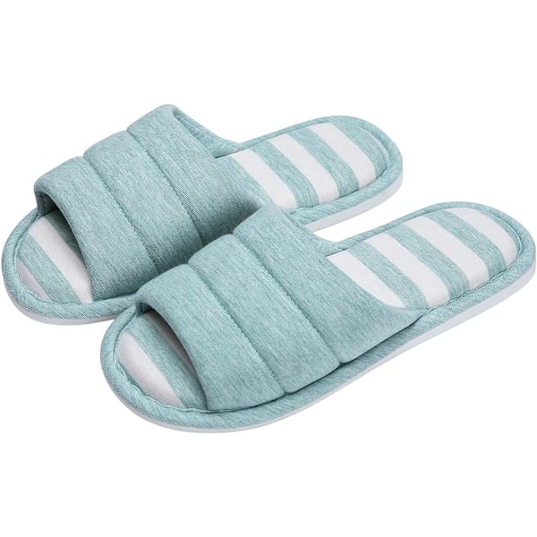 (L) Naisten avokärkiset kotitossut miesten pehmeät puuvillaiset kotikengät memory foam -sisäpohjalla, slip-on malli makuuhuoneeseen