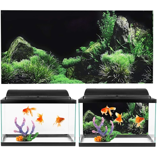 (91 x 61 cm) 3D-effekt havsbotten vattengräs affisch självhäftande reptil terrarium akvarium bakgrund