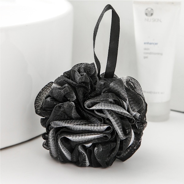 Svart Badsvamp, Duschpuff Duschloofah för Vuxna Män Kvinnor Bad Kropp Dusch Exfolierande Skrubb