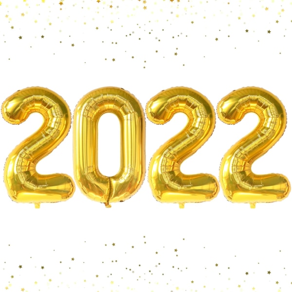 4 kpl kultaisia ​​ilmapallonumeroita 2022, 40 tuuman uudenvuodenaaton juhlatarvike