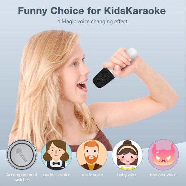 (Vit 1 mikrofon) Karaoke maskin för barn med 1 mikrofoner, bärbara barn karaoke maskiner