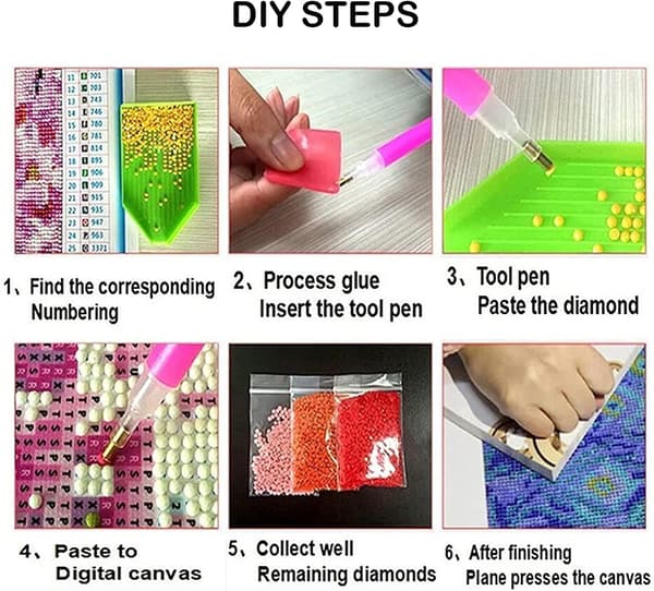 Diamantmalingssett for voksne 5D DIY runde diamantnummersett