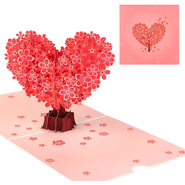 3D pop-up alla hjärtans dag-kort, Love Tree-årsjubileumskort, lovin