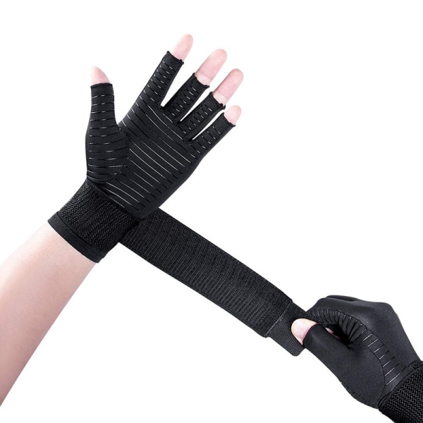 Artrithandskar för kvinnor, fingerlösa handskar, bästa kopparhandskar