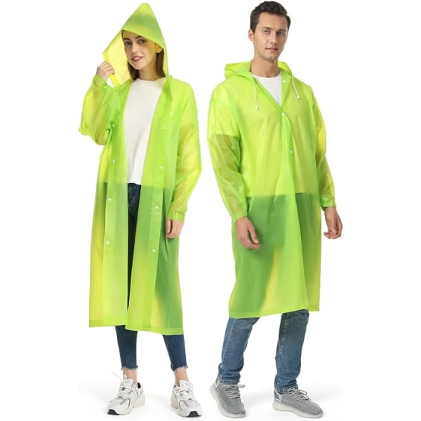 2-pack Återanvändbara Regnrockar för Vuxna, EVA Regnponchos, Lätt Regnkläder