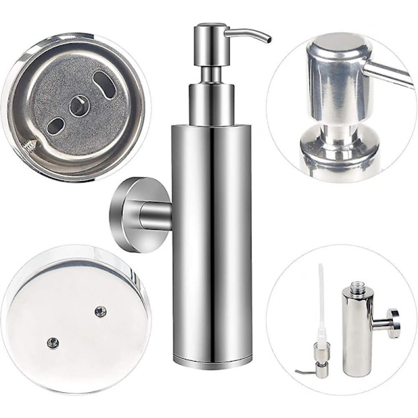 Sæbedispenser vægmonteret rustfrit stål 304 200 ml krom sæbedispenser væg