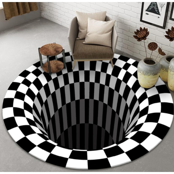 Vortex Illusion Tæppe, 3D Trap Effect Printing Carpet, Deep Hole