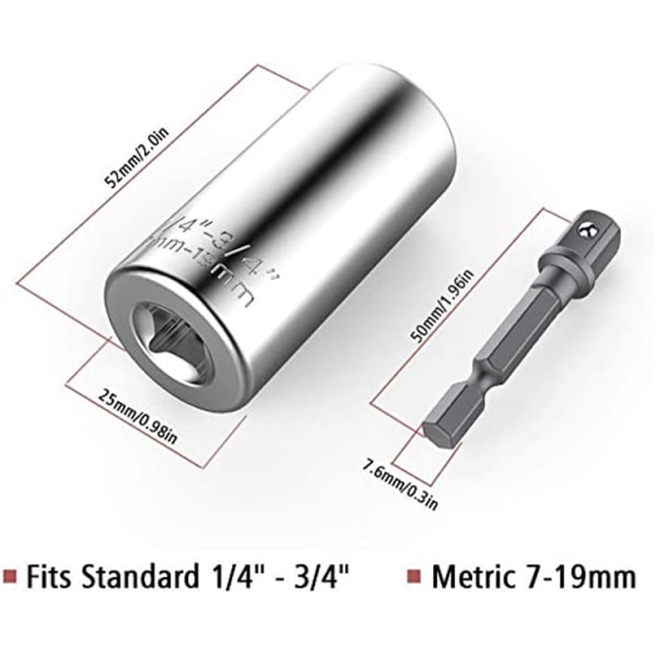 Multifunktions 7 mm-19 mm universelle skraldefatninger Metrisk skruenøgle P