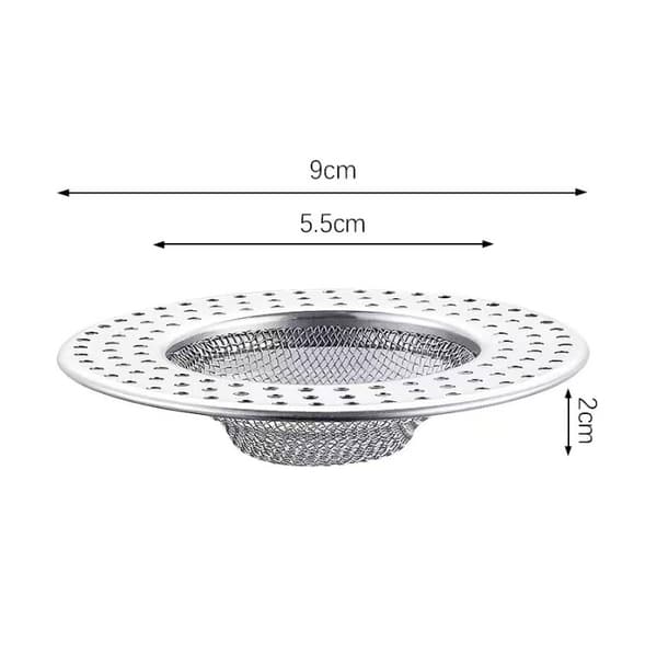 Ø 9 cm, Set med 2 rostfria diskhossil, badkarshårfilter, behåller rester