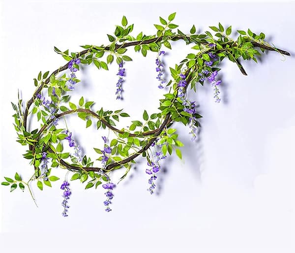 2x6FT Kunstig Blåregn Krans Kunstig Blomst Silke Eføy Henge