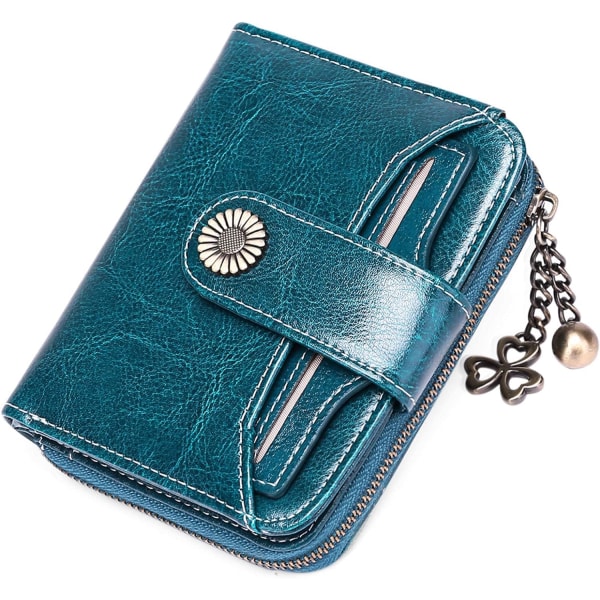 Kvinders tegnebog(blå) Kort læderpung Pengetaske Kvinder RFID Blo