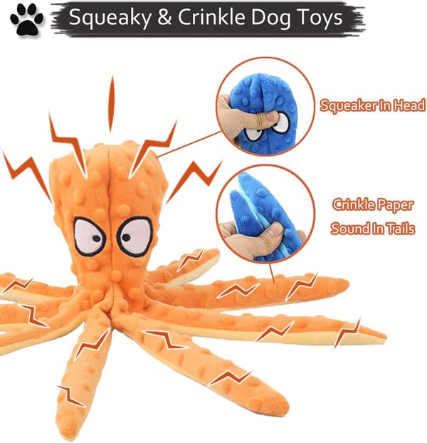 Interaktiv Hundleksak, Fylld Octopus Hundtugg Leksak med C