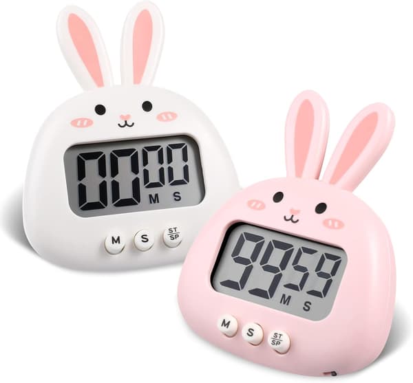 2-delt Kjøkken Timer, Rosa og Hvit, Magnetisk Timer Visuell Timer Digital Timer Klasserom Timer Egg