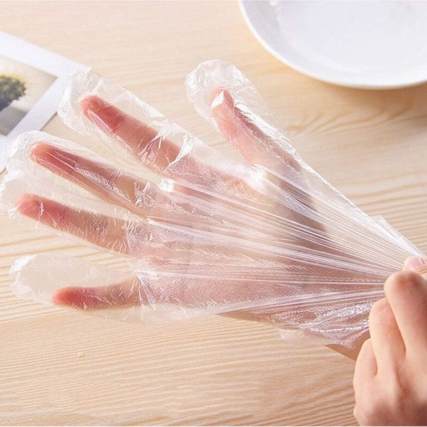 500-pack engångshandskar Tunna miljövänliga plasthandskar Klara