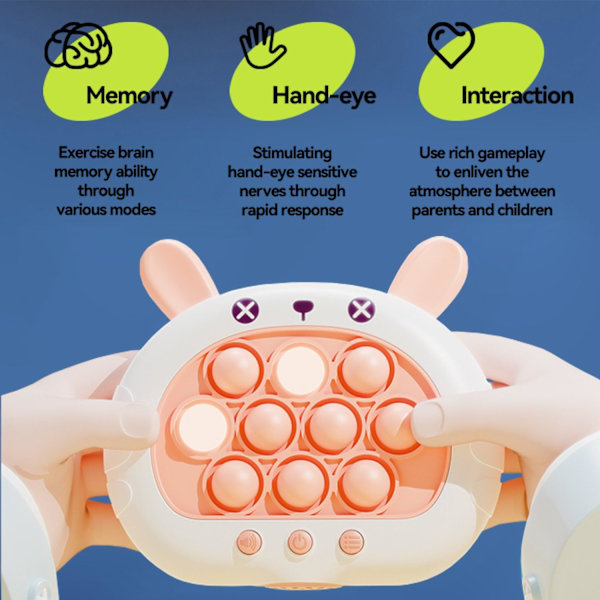 （Kanin）Snabb tryck bubblor Pop Fidget Toy It Game, Snabb tryck Ljus upp Pop Interaktiv Sens