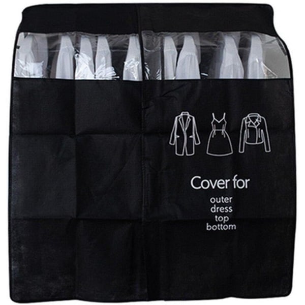 (Musta)Pyykkien päällinen, 90 x 110 cm Pestävä pölytiivis cover Vaatteiden cover, universal cover vaatehyllylle