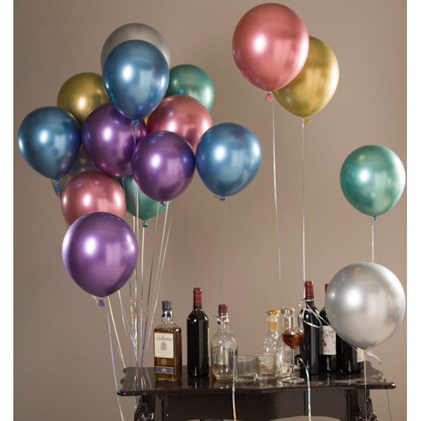 50 st Chrome Latexballonger 12 tum Glänsande Helium Ballon Assorterade