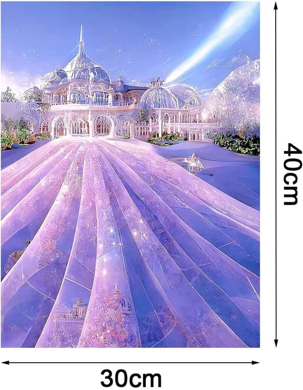 (30 x 40 cm, Slott C) 5D diamantmålning kit, slott diamant