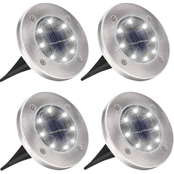 Ulkoilma-aurinkokohdevalot, 4 kpl 8 LED-valoa