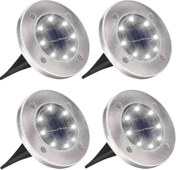 Utendørs Hagesolcelle-spotlight, Sett med 4 8 LED-lys Solcelle-spotlight