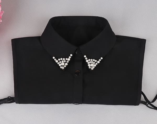 Instickskrage (1 st) blusskrage med pärlor och strass
