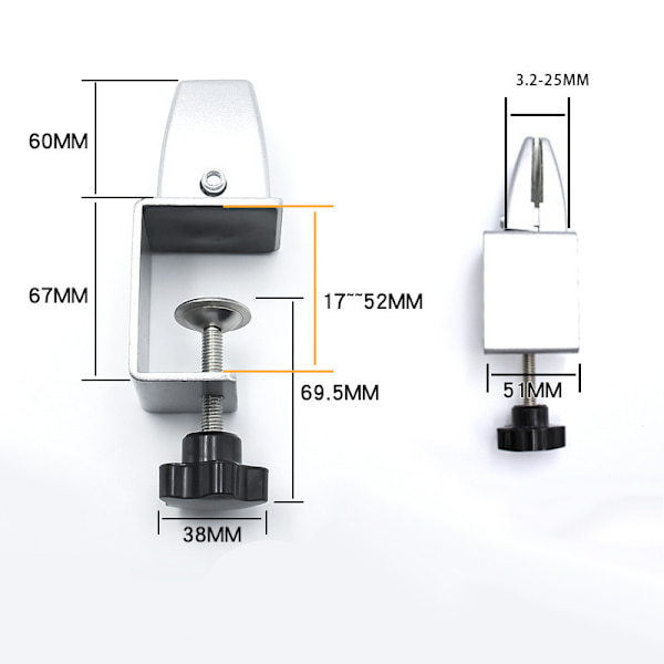 Glasklämma, 2-pack Justerbar Aluminium Plexiglas Skrivbords klämma, Pa