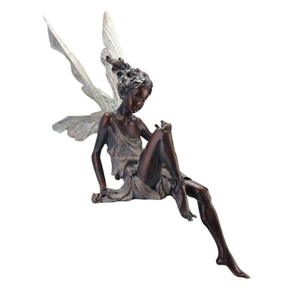 Fe-Engel Statue Skulptur Engel Pixie Håndværk Havefigur H