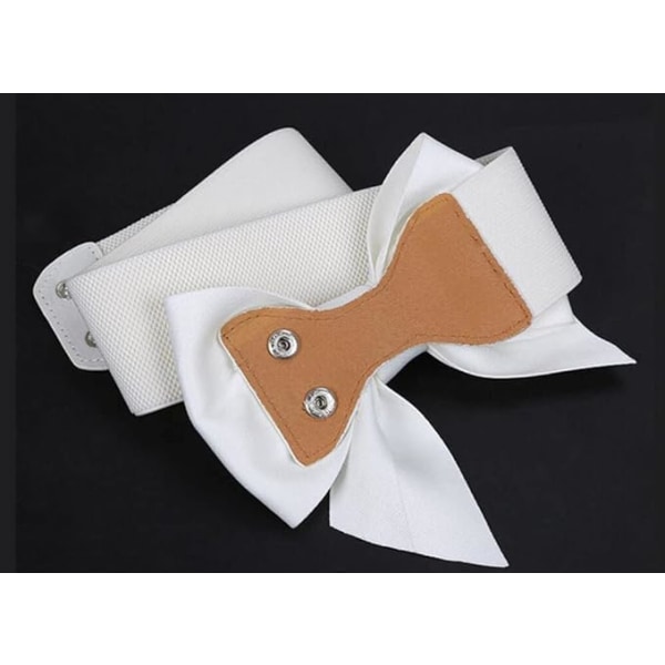 Dames Ceinture (Blanc) Élastique Noeud Papillon Large Ceintures de