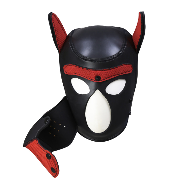 Roolileikki punainen koiranaamio Roolileikki koko pää maskin kanssa (musta punainen)