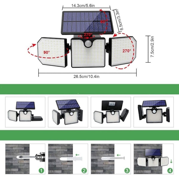 LED solcellelys sollamper til udendørs 230 LED solcellelys udendørs