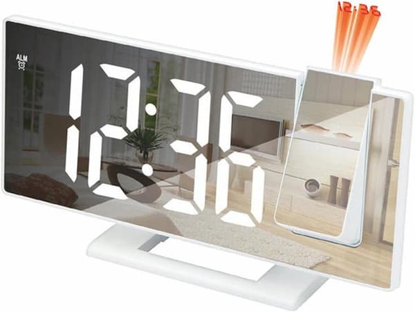 Enkel multifunksjonell digital speilklokke LED-projeksjonsklokke A