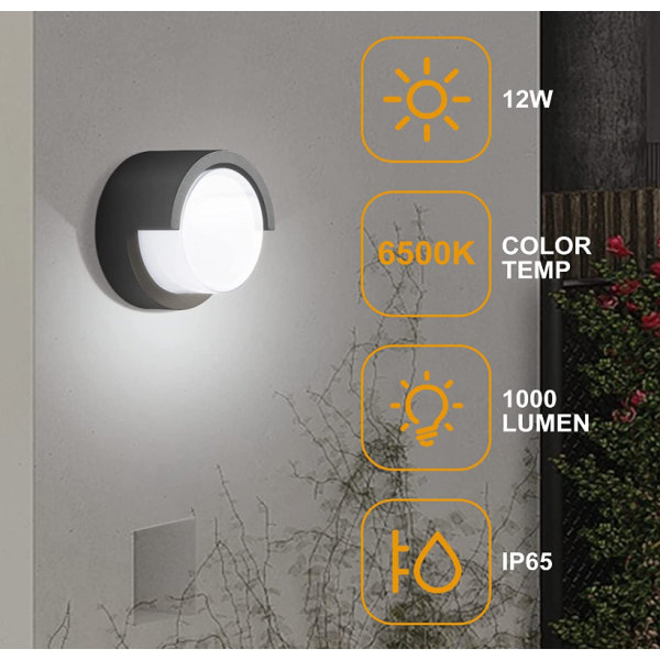 Modern LED Vägglampa för inomhus, Matt svart vägglampa 6500K Dagsljus