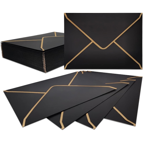 Sort 50 STK Invitationskuverter 18,5 x 13,5 cm, Kuverter 5 x 7 tommer V-Flap Forsendelseskuverter til Kort