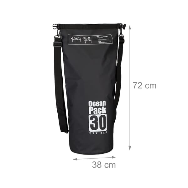 Drybag Ocean Pack 30L Vanntett Strand Rafting Svømmebag Svart
