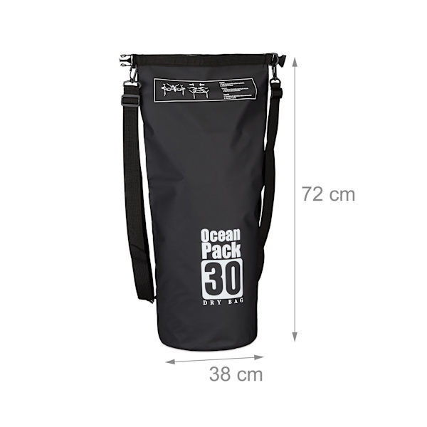 Drybag Ocean Pack 30L Vattentät Stranduppblåsbar Simväska Svart
