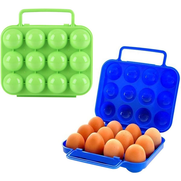 Bärbar Äggförvaringslåda, 2 stycken Bärbara Plastägglådor 12 Gri